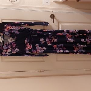 Long sleeve floral wrap dress